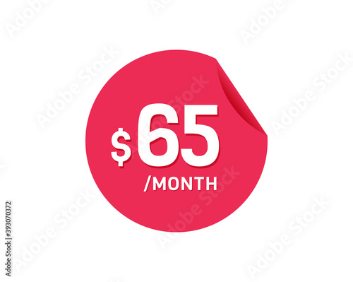 $65 Dollar Month. 65 USD Monthly sticker