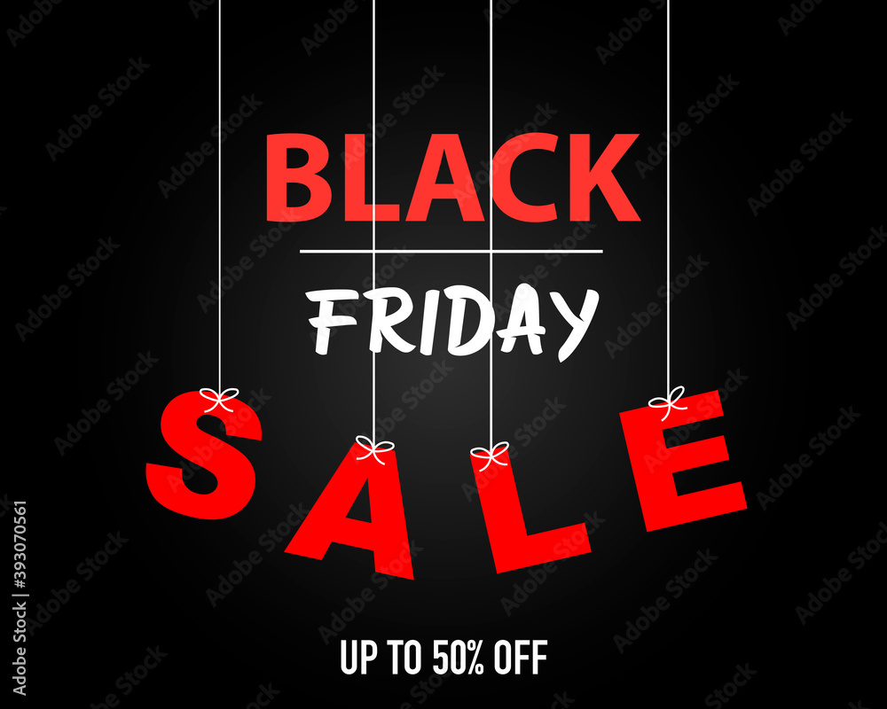 Fototapeta premium Black Friday Sale Background With Hanging Text Vector