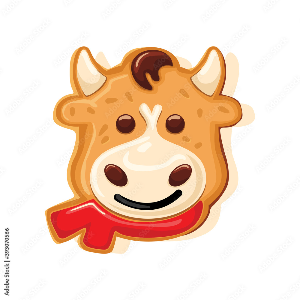 cute gingerbread bull for christmas. Isolated over white background. Vector illustration. cute gingerbread bull for christmas. Isolated over white background. Vector illustration.