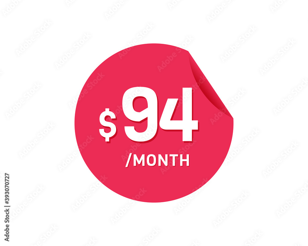 $94 Dollar Month. 94 USD Monthly sticker $94 Dollar Month. 94 USD Monthly sticker