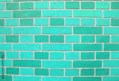 Abstract blue brick wall texture depicting in paint colors on an old brick wall. blue brick wall background pattern. Painted brick wall in blue empty space for your design