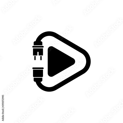 Electric play icon in black. Vector on isolated white background. EPS 10