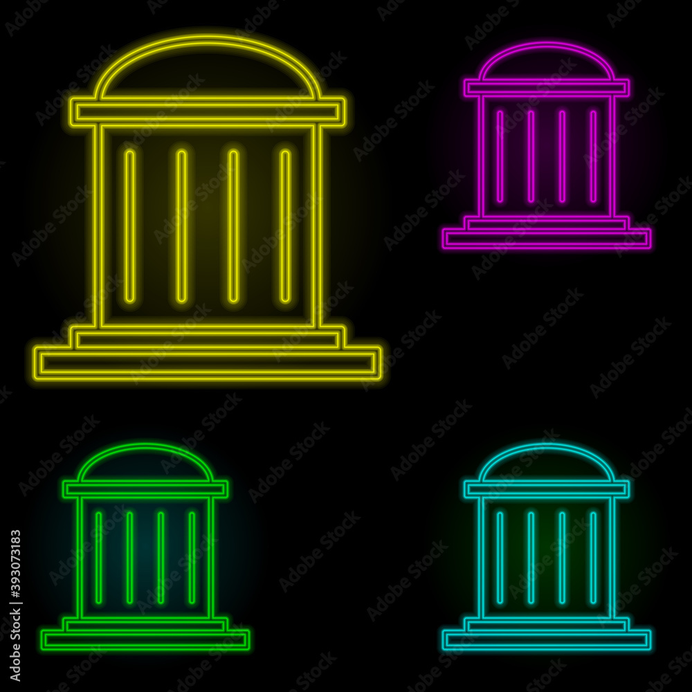 blueprint neon color set icon. Simple thin line, outline vector of building landmarks icons for ui and ux, website or mobile application