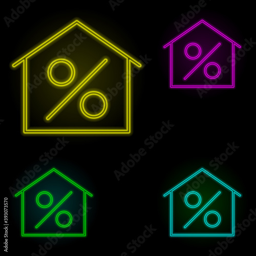 house neon color set icon. Simple thin line, outline vector of building landmarks icons for ui and ux, website or mobile application