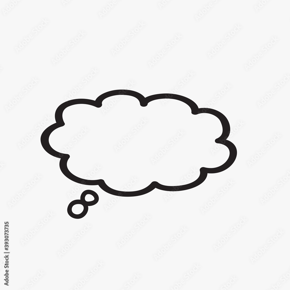 Think bubble isolated on gray background. Trendy think bubble in flat style. Modern template for social network and label. Creative thought balloon. Cloud line art, vector illustration Think bubble isolated on gray background. Trendy think bubble in flat style. Modern template for social network and label. Creative thought balloon. Cloud line art, vector illustration