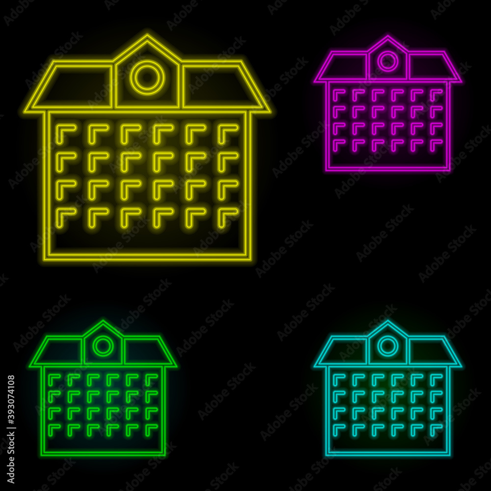 house out neon color set icon. Simple thin line, outline vector of building landmarks icons for ui and ux, website or mobile application house out neon color set icon. Simple thin line, outline vector of building landmarks icons for ui and ux, website or mobile application