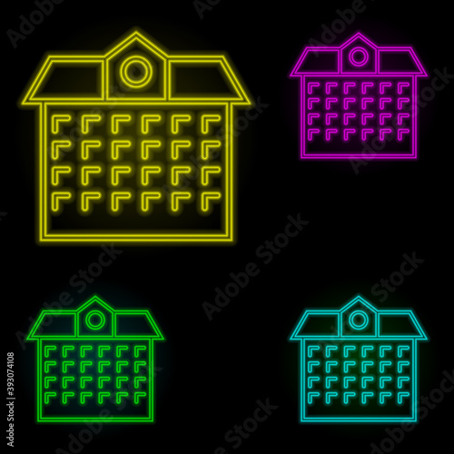 house out neon color set icon. Simple thin line, outline vector of building landmarks icons for ui and ux, website or mobile application