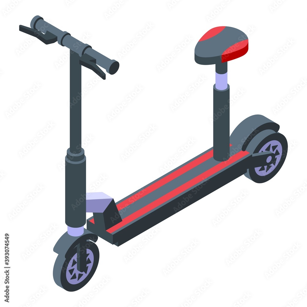Seat electric scooter icon. Isometric of seat electric scooter vector icon for web design isolated on white background Seat electric scooter icon. Isometric of seat electric scooter vector icon for web design isolated on white background