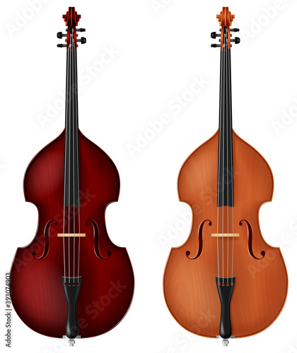 Classic double bass in two color schemes. Vector illustration.
