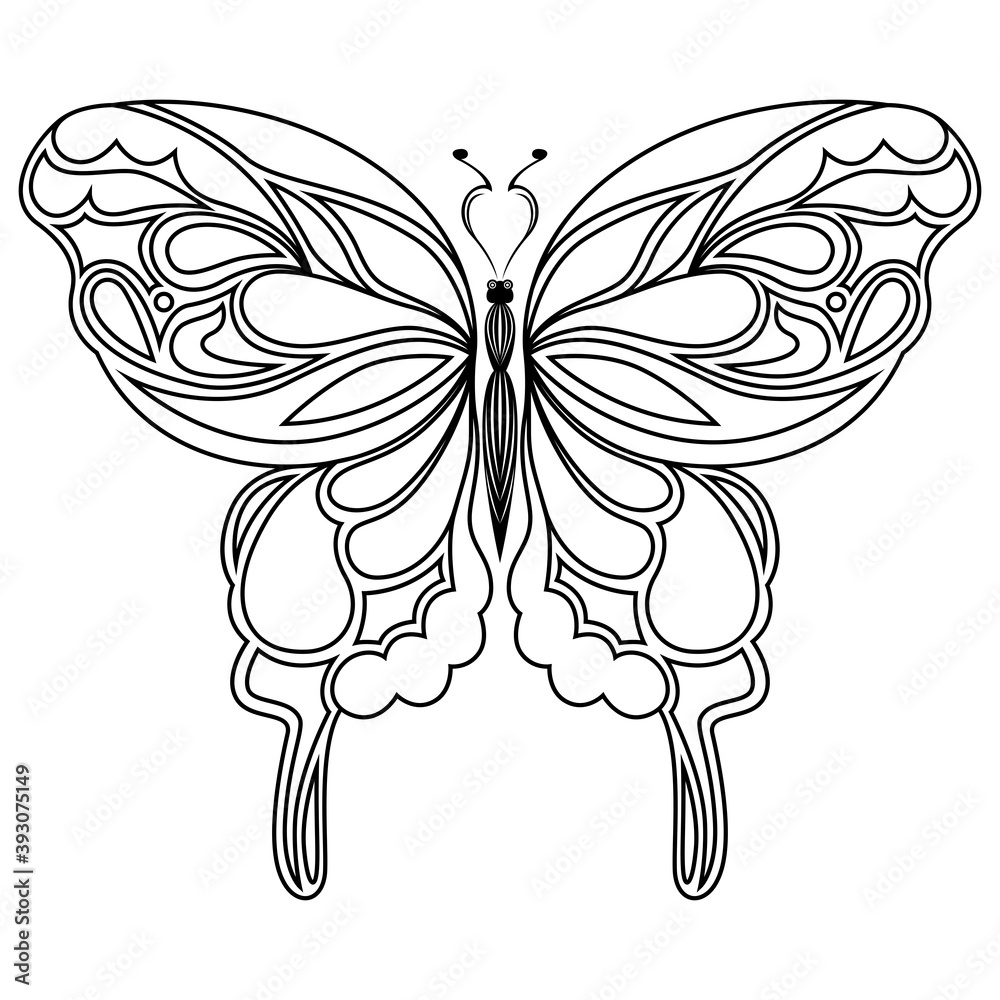 Obraz premium Black ornamental beautiful butterfly