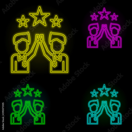 Corporate and business  partner  success  team  teamwork neon color set icon. Simple thin line  outline vector of corporate and business icons for ui and ux  website or mobile application