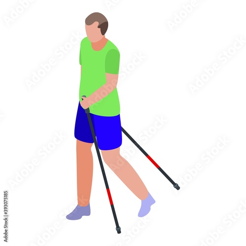 Exercise nordic walking icon. Isometric of exercise nordic walking vector icon for web design isolated on white background