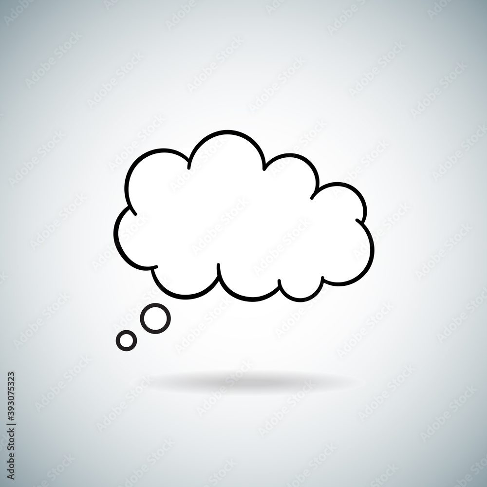 Think bubble isolated on gray background. Trendy think bubble in flat style. Modern template for social network and label. Creative thought balloon. Cloud line art, vector illustration Think bubble isolated on gray background. Trendy think bubble in flat style. Modern template for social network and label. Creative thought balloon. Cloud line art, vector illustration