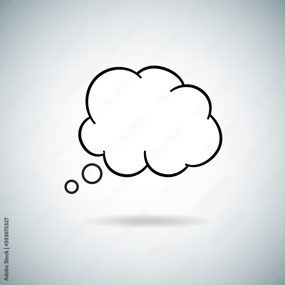 Think bubble isolated on gray background. Trendy think bubble in flat style. Modern template for social network and label. Creative thought balloon. Cloud line art, vector illustration Think bubble isolated on gray background. Trendy think bubble in flat style. Modern template for social network and label. Creative thought balloon. Cloud line art, vector illustration