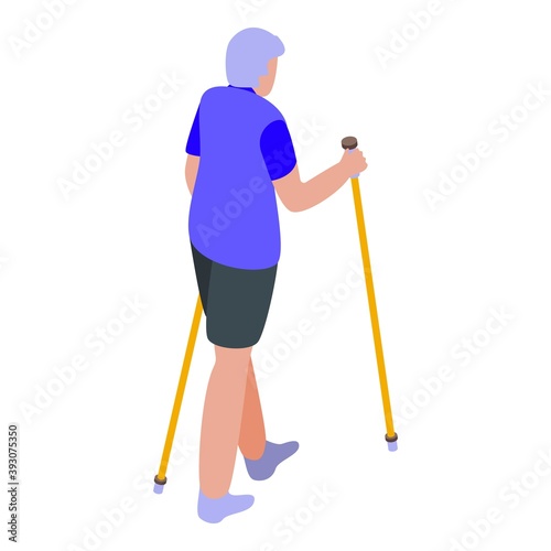 Activity nordic walking icon. Isometric of activity nordic walking vector icon for web design isolated on white background