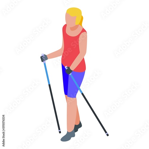 Nordic walking equipment icon. Isometric of nordic walking equipment vector icon for web design isolated on white background