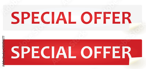 White and red special offer notice. vector