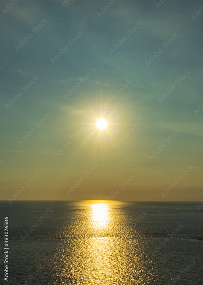 sun and sea at sunset time