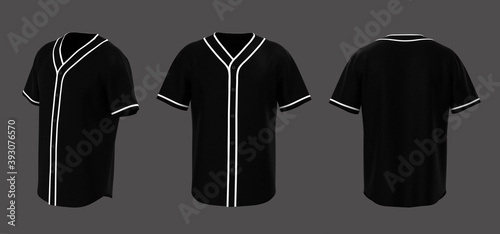 Canvas Print Baseball t-Shirt mockup in front, side and back views, 3d illustration, 3d rende