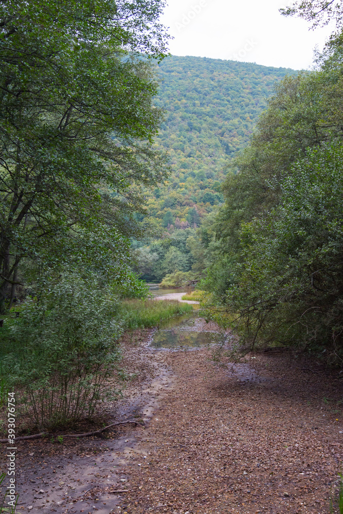 Obraz premium Reservoir in Vrelo Bosne Park in Sarajevo in autumn. Bosnia and Herzegovina
