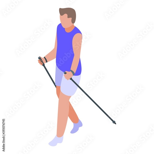 Summer nordic walking icon. Isometric of summer nordic walking vector icon for web design isolated on white background