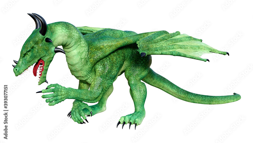 Fototapeta premium 3D Rendering Fairy Tale Dragon on White