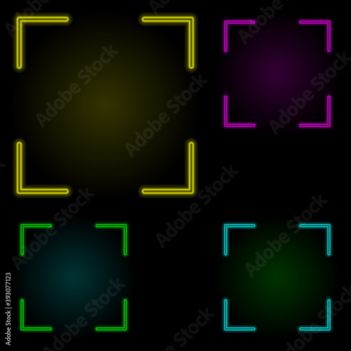Focus sign neon color set icon. Simple thin line, outline vector of image icons for ui and ux, website or mobile application