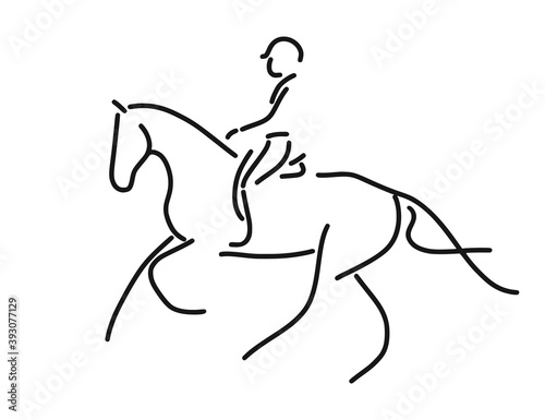 Equestrian dressage line outline vector