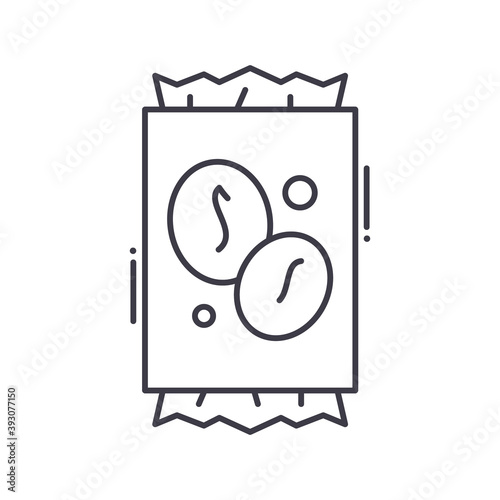 Coffee sachet icon, linear isolated illustration, thin line vector, web design sign, outline concept symbol with editable stroke on white background.