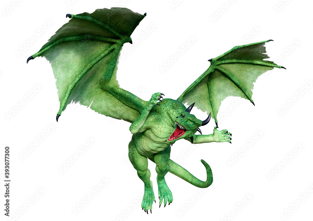 Fototapeta premium 3D Rendering Fairy Tale Dragon on White