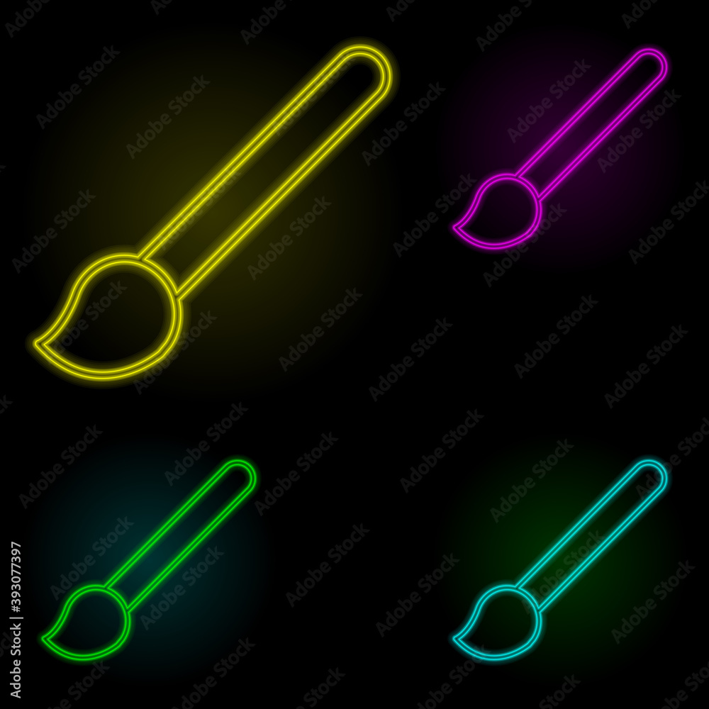 Brush sign neon color set icon. Simple thin line, outline vector of image icons for ui and ux, website or mobile application Brush sign neon color set icon. Simple thin line, outline vector of image icons for ui and ux, website or mobile application