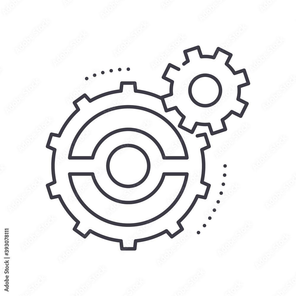 Cog icon, linear isolated illustration, thin line vector, web design sign, outline concept symbol with editable stroke on white background.