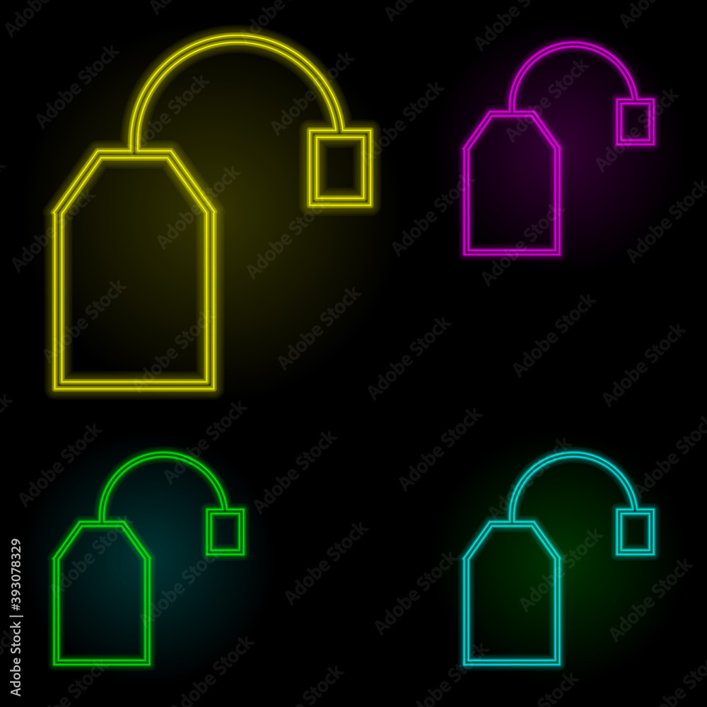 tea bag neon color set icon. Simple thin line, outline vector of kitchen icons for ui and ux, website or mobile application tea bag neon color set icon. Simple thin line, outline vector of kitchen icons for ui and ux, website or mobile application