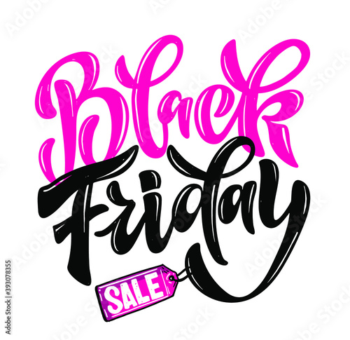Black Friday - hand drawn lettering sale banner. Sale concept for web. 