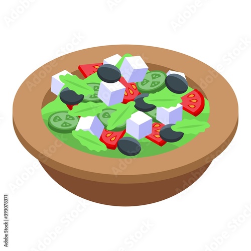 Restaurant greek salad icon. Isometric of restaurant greek salad vector icon for web design isolated on white background