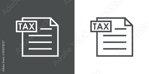 Icono documento de impuesto con lineas en fondo gris y fondo blanco