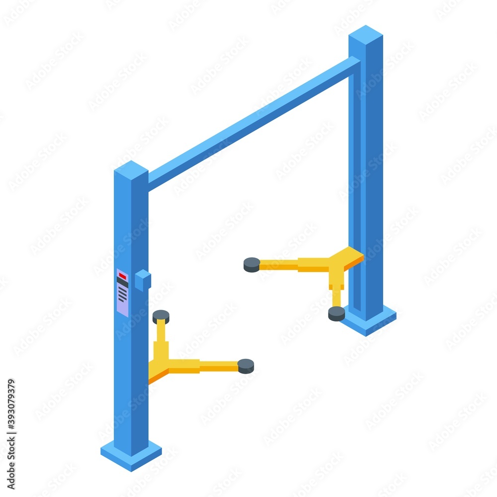 Car lift equipment icon. Isometric of car lift equipment vector icon for web design isolated on white background Car lift equipment icon. Isometric of car lift equipment vector icon for web design isolated on white background