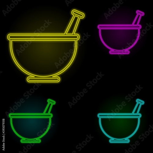 Spice grindel neon color set icon. Simple thin line, outline vector of kitchen icons for ui and ux, website or mobile application
