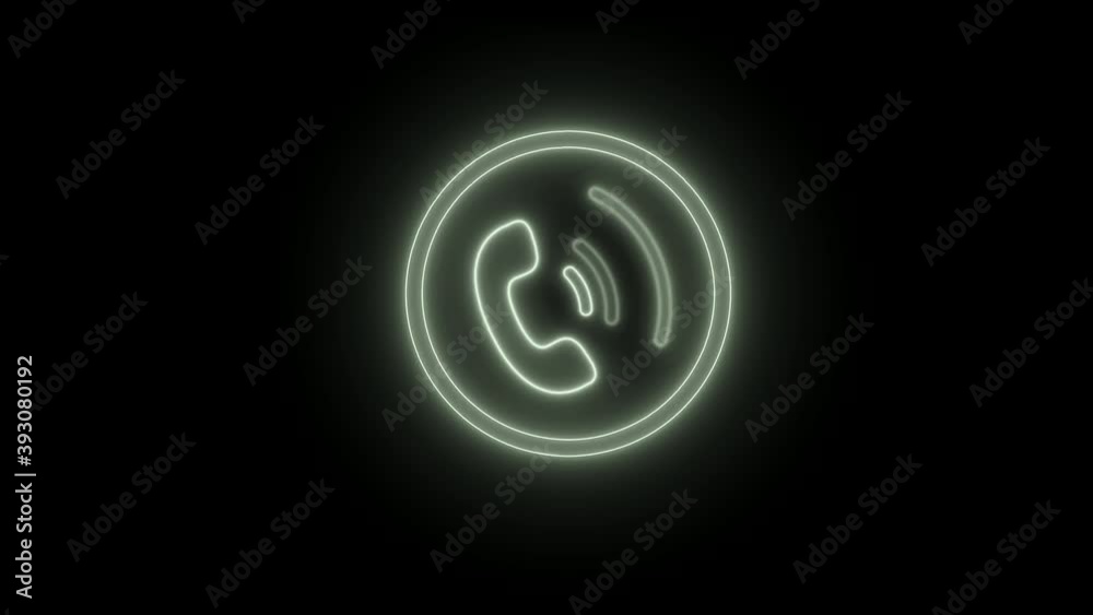 Amazing white neon 4k phone calling animation on back background Amazing white neon 4k phone calling animation on back background