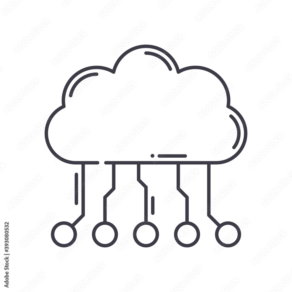 Cloud computing concept icon, linear isolated illustration, thin line vector, web design sign, outline concept symbol with editable stroke on white background. Cloud computing concept icon, linear isolated illustration, thin line vector, web design sign, outline concept symbol with editable stroke on white background.