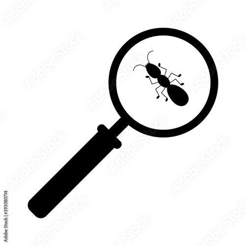 Magnifying glass with marching ants over white background
