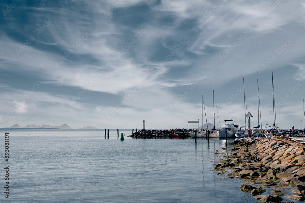 Obraz premium Yachts moored in a harbor