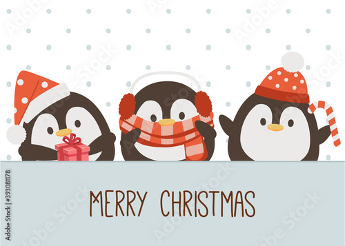 The character of cute penguin wear a christmas costume theme in flat vector style. illustation for banner,poster,content,graphic.