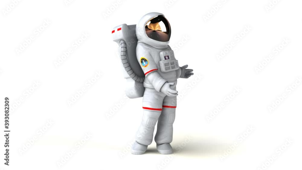 Fun 3D cartoon astronaut walking and talking Fun 3D cartoon astronaut walking and talking