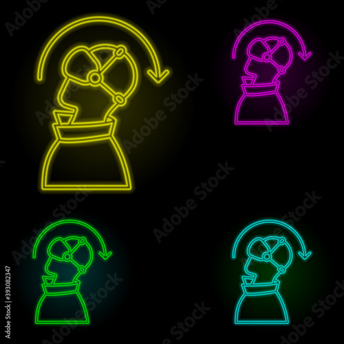 Augmented reality, vr, man, incline neon color set icon. Simple thin line, outline vector of augmented reality icons for ui and ux, website or mobile application