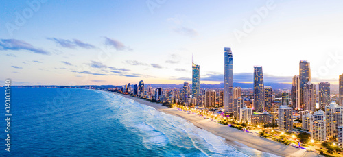 Surfers Paradise skyline at sunse