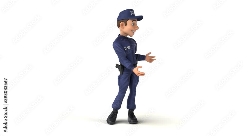 Fun 3D cartoon policeman walking and talking Fun 3D cartoon policeman walking and talking
