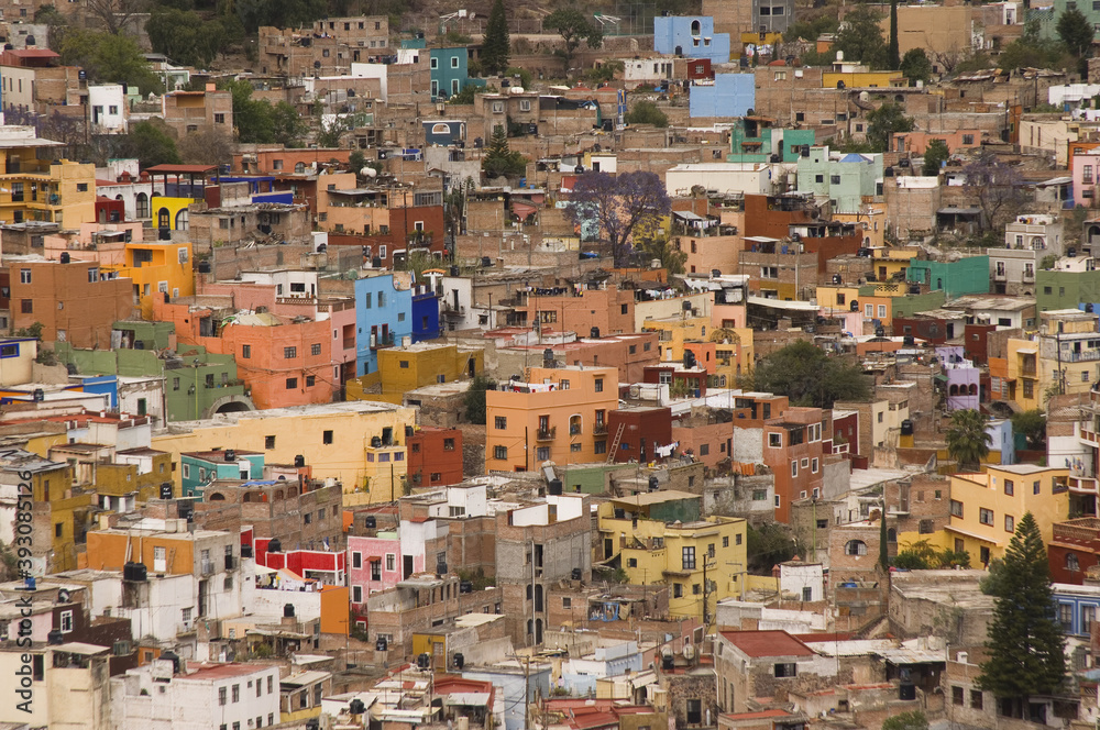 View over the historic town of Guanajuato, Province of Guanajuato, Mexico, UNESCO World Heritage Site