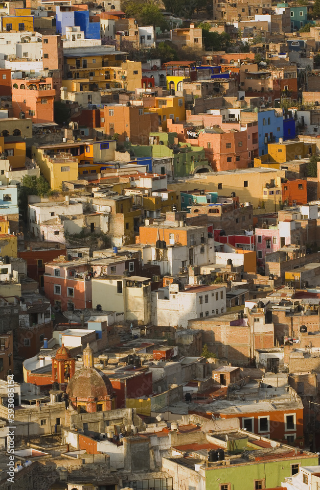 View over the historic town of Guanajuato, Province of Guanajuato, Mexico, UNESCO World Heritage Site