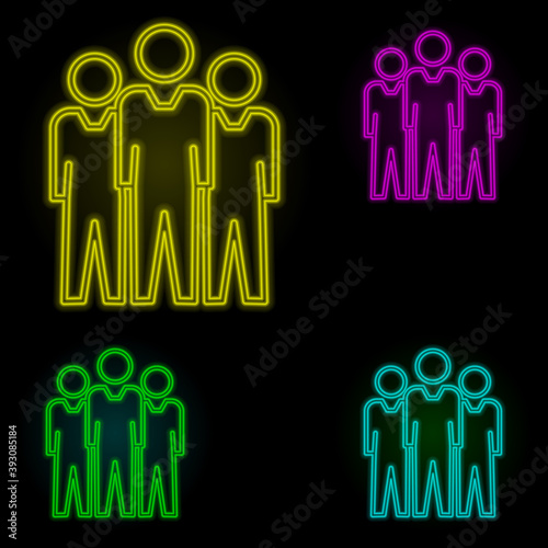 team, work, leader icon neon color set icon. Simple thin line, outline vector of business icons for ui and ux, website or mobile application